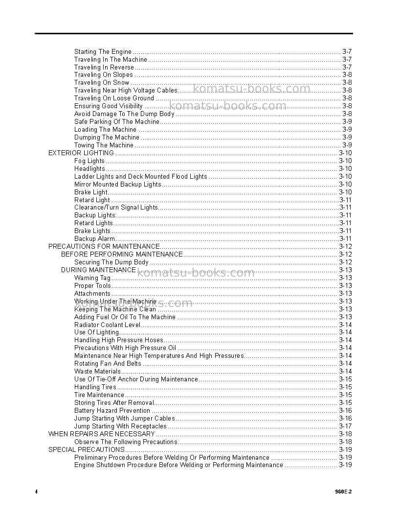 Komatsu 960e-2usa Operation manual cover Page 4 Komatsu 960e-2usa Operation manual cover Page 4