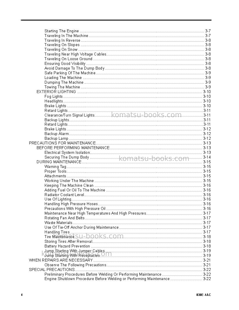 Komatsu 830e-1usa-ac Operation manual cover Page 4 Komatsu 830e-1usa-ac Operation manual cover Page 4