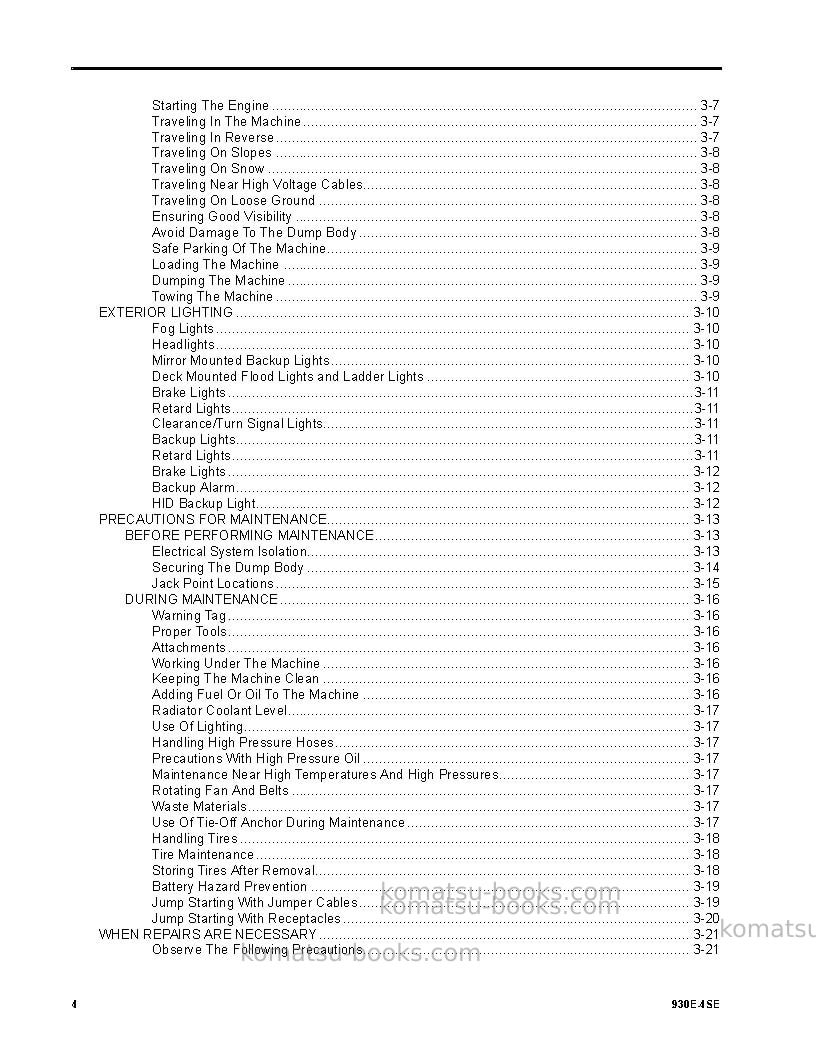 Komatsu 930e-4usa-se Operation manual cover Page 4 Komatsu 930e-4usa-se Operation manual cover Page 4