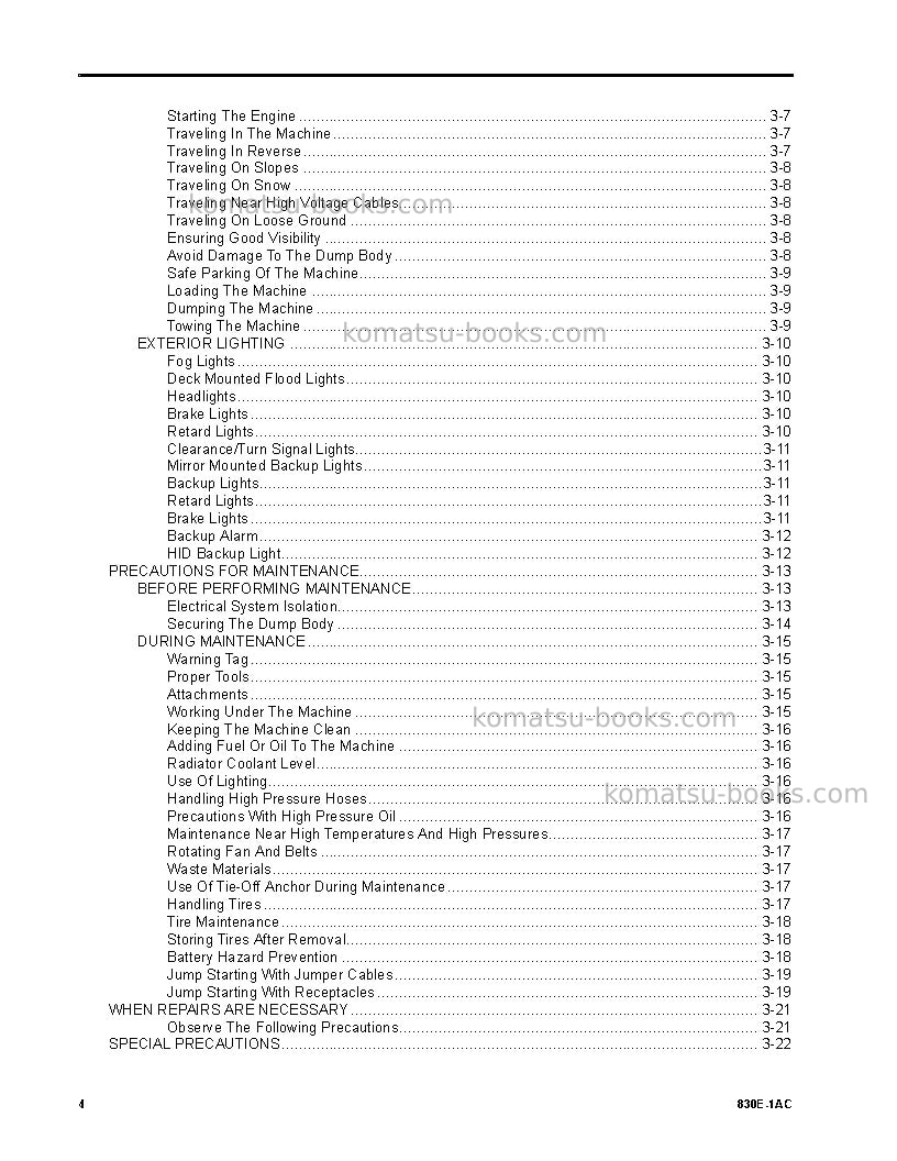 Komatsu 830e-1usa-ac Operation manual cover Page 4 Komatsu 830e-1usa-ac Operation manual cover Page 4