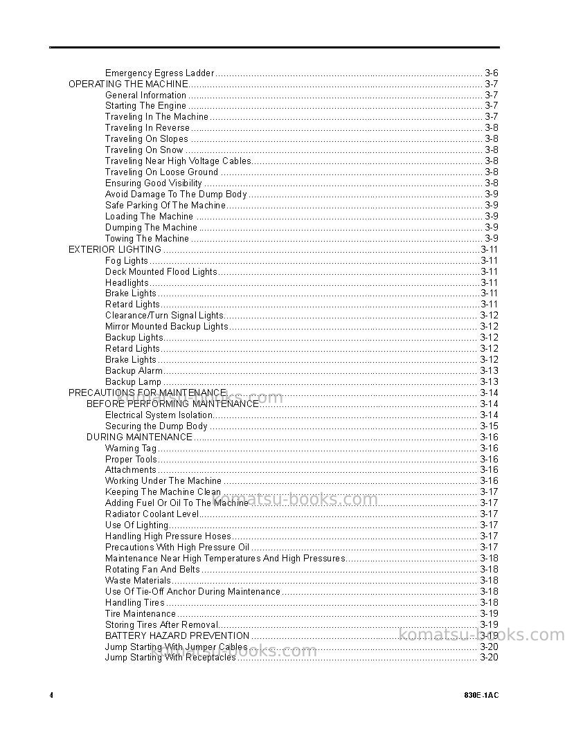 Komatsu 830e-1usa-ac Operation manual cover Page 4 Komatsu 830e-1usa-ac Operation manual cover Page 4