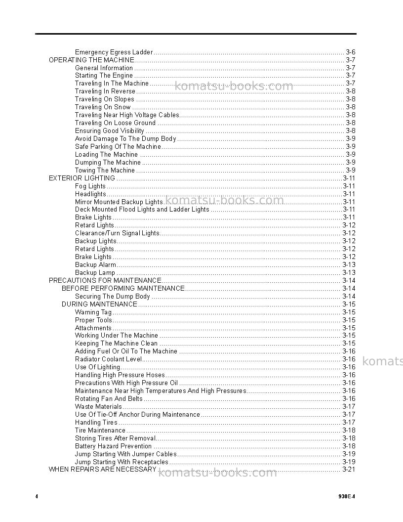 Komatsu 930e-4usa Operation manual cover Page 4 Komatsu 930e-4usa Operation manual cover Page 4