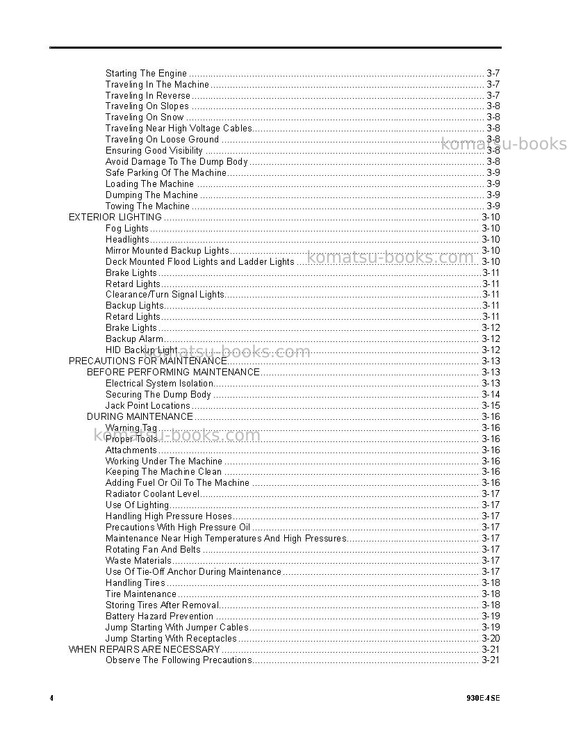 Komatsu 930e-4usa-se Operation manual cover Page 4 Komatsu 930e-4usa-se Operation manual cover Page 4