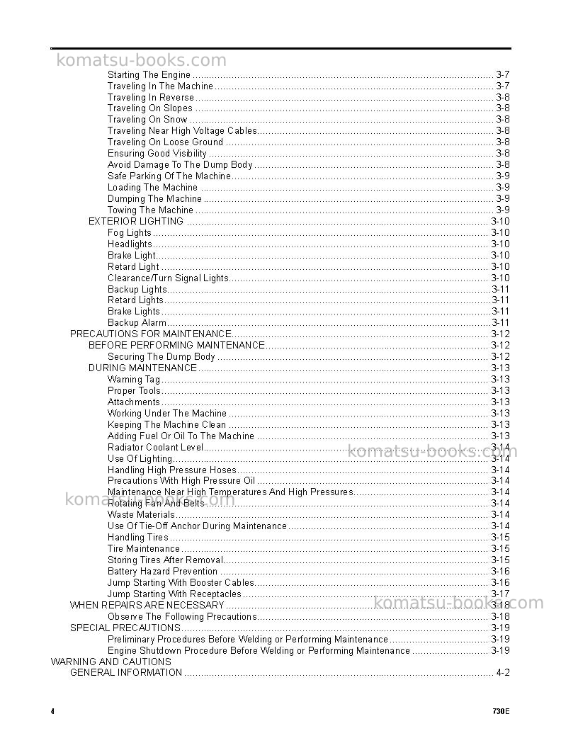 Komatsu 730eusa Operation manual cover Page 4 Komatsu 730eusa Operation manual cover Page 4
