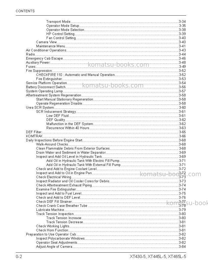 Komatsu xt430-5usa Operation manual cover Page 4 Komatsu xt430-5usa Operation manual cover Page 4