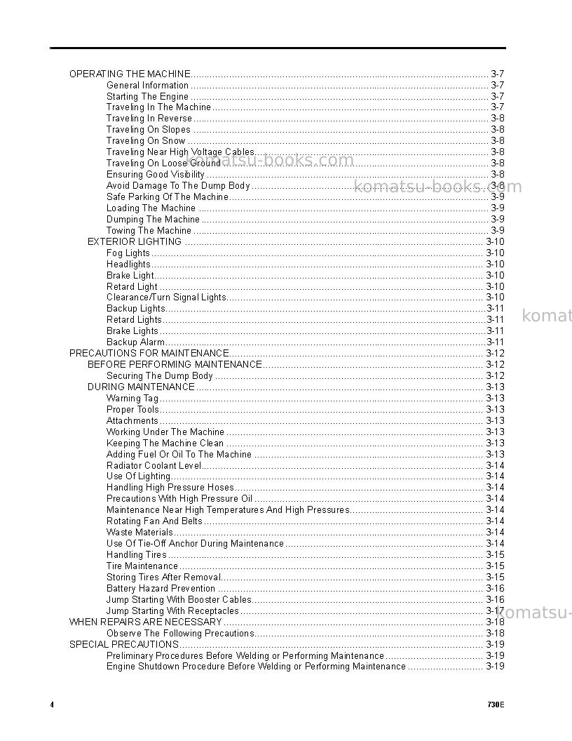 Komatsu 730eusa Operation manual cover Page 4