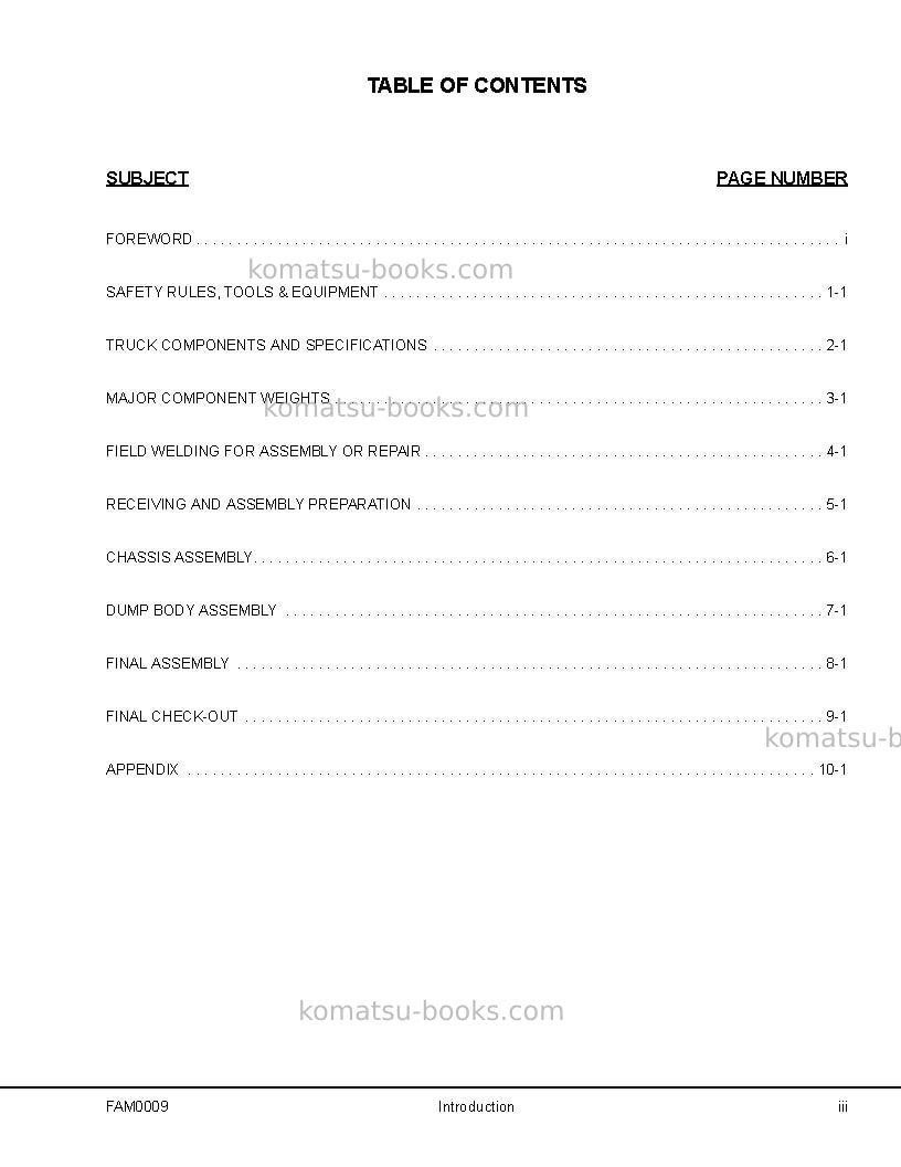 Komatsu 930e-3usa Field assembly manual cover Page 4