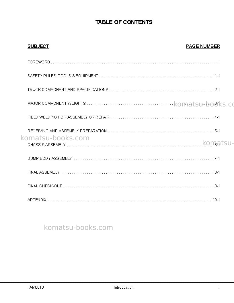 Komatsu 930e-3usa-se Field assembly manual cover Page 4 Komatsu 930e-3usa-se Field assembly manual cover Page 4