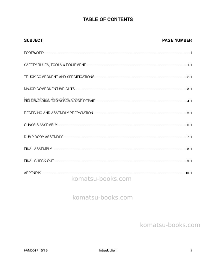 Komatsu 960e-2usa Field assembly manual cover Page 4
