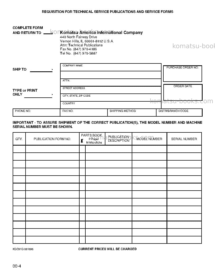 Komatsu pc200z-6usa-le Repair & maintenance cover Page 4