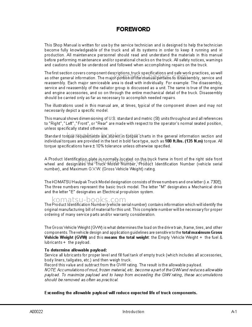 Komatsu 730eusa Repair & maintenance cover Page 4