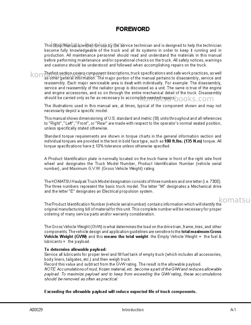 Komatsu 730eusa Repair & maintenance cover Page 4