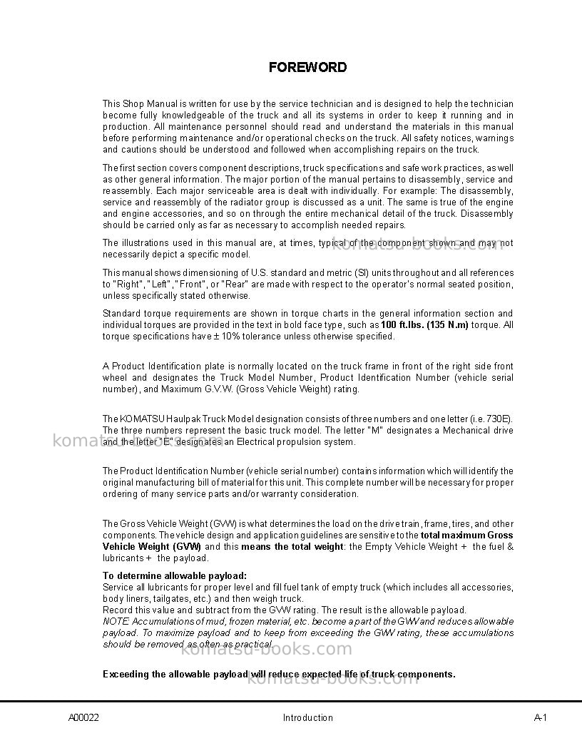 Komatsu 730eusa Repair & maintenance cover Page 4
