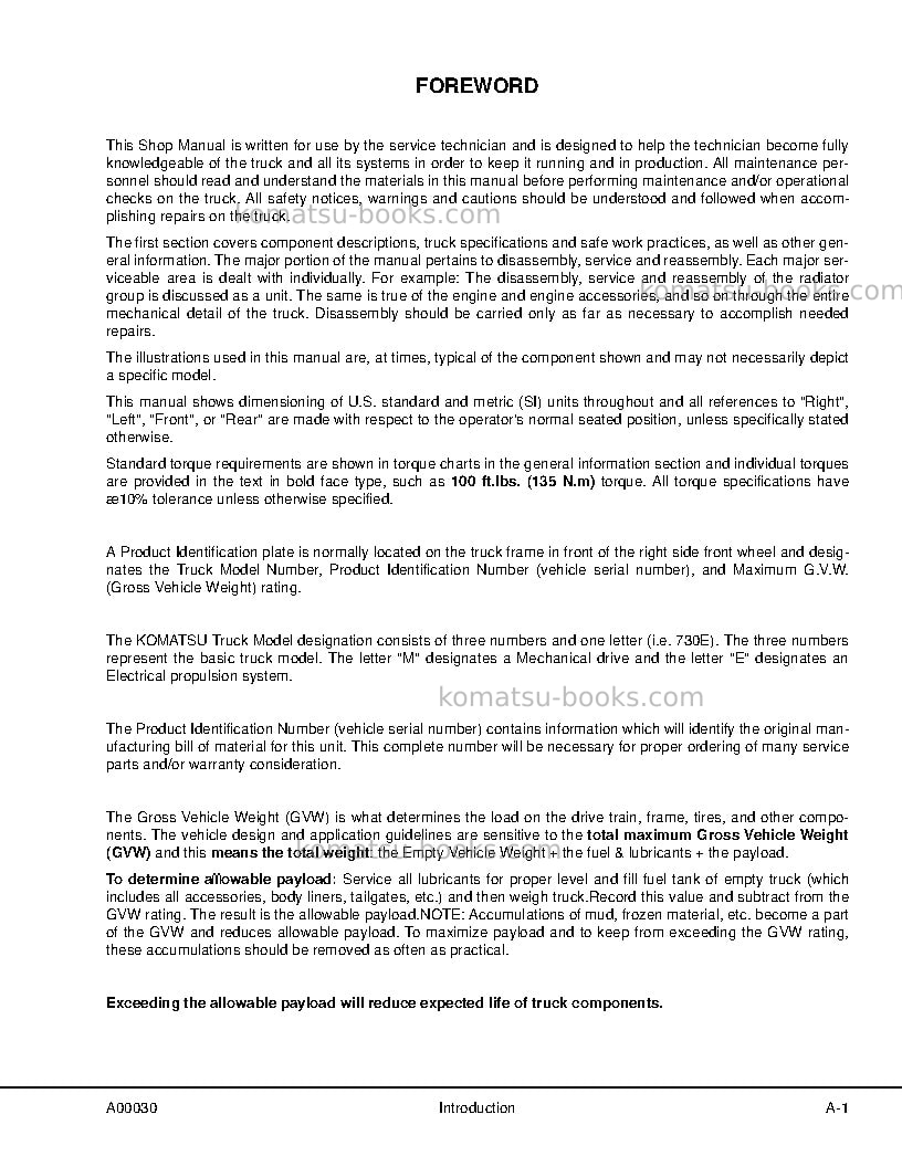 Komatsu 730eusa Repair & maintenance cover Page 4