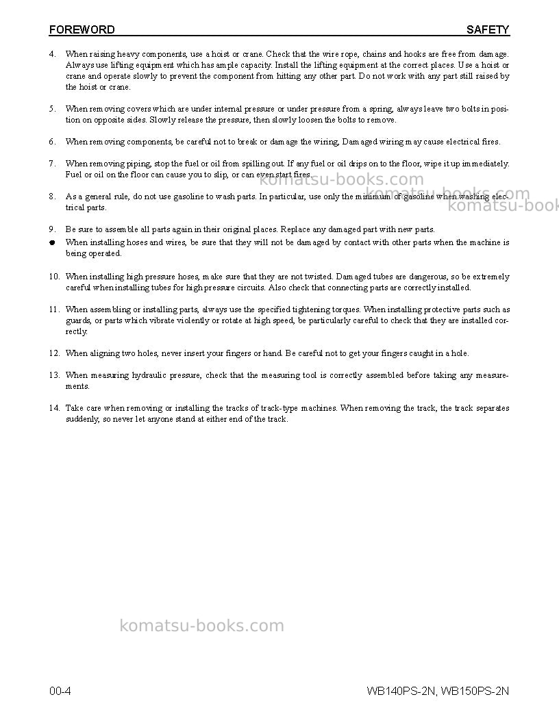 Komatsu wb140ps-2usa-n Repair & maintenance cover Page 4 Komatsu wb140ps-2usa-n Repair & maintenance cover Page 4