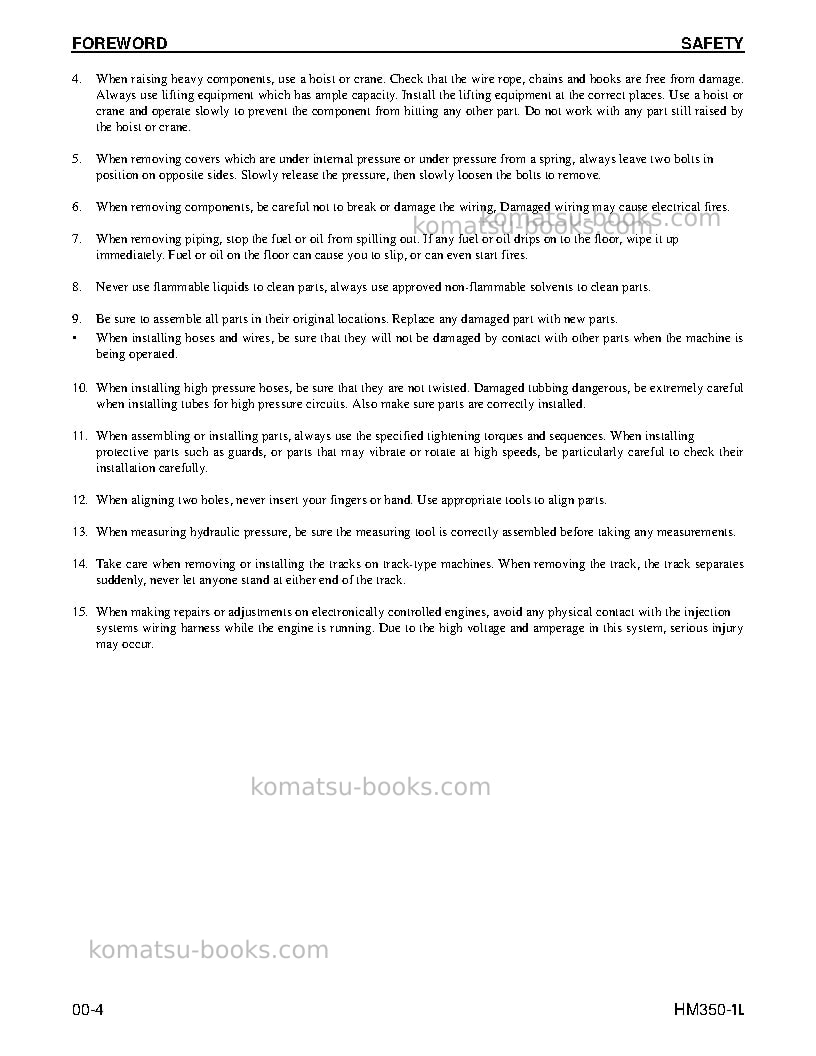 Komatsu hm350-1usa-l Repair & maintenance cover Page 4
