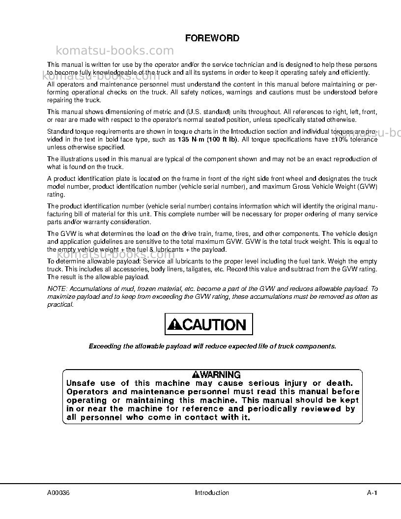Komatsu hd1500-7usa-w/ sda12v160 Repair & maintenance cover Page 4