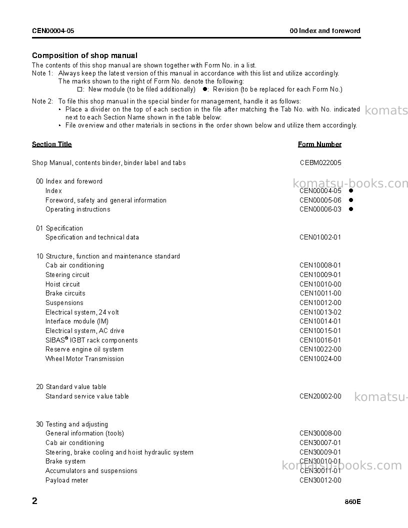 Komatsu 860e-1usa-kt Repair & maintenance cover Page 4