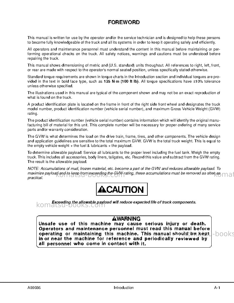 Komatsu hd1500-7usa-w/ sda12v160 Repair & maintenance cover Page 4