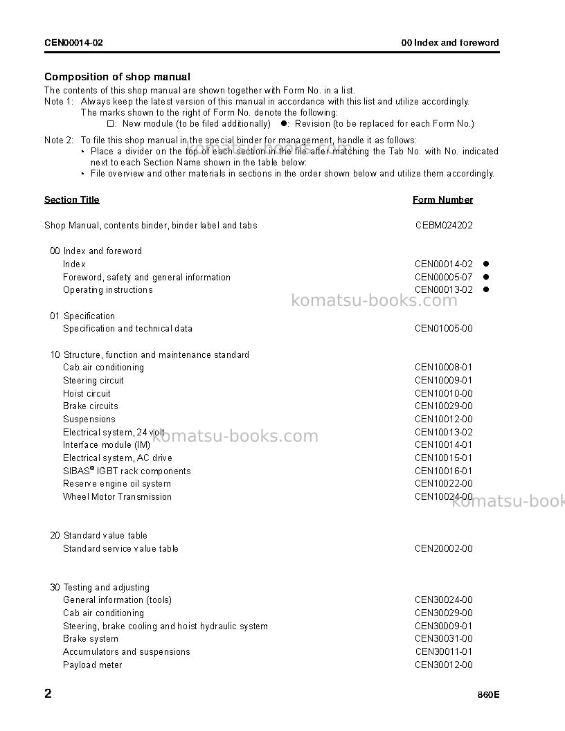 Komatsu 860e-1usa-k Repair & maintenance cover Page 4