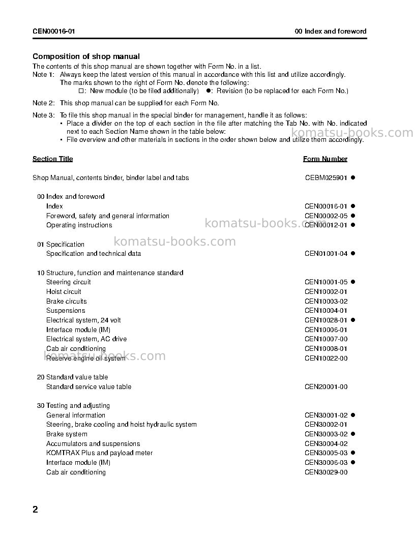 Komatsu 960e-2usa Repair & maintenance cover Page 4 Komatsu 960e-2usa Repair & maintenance cover Page 4