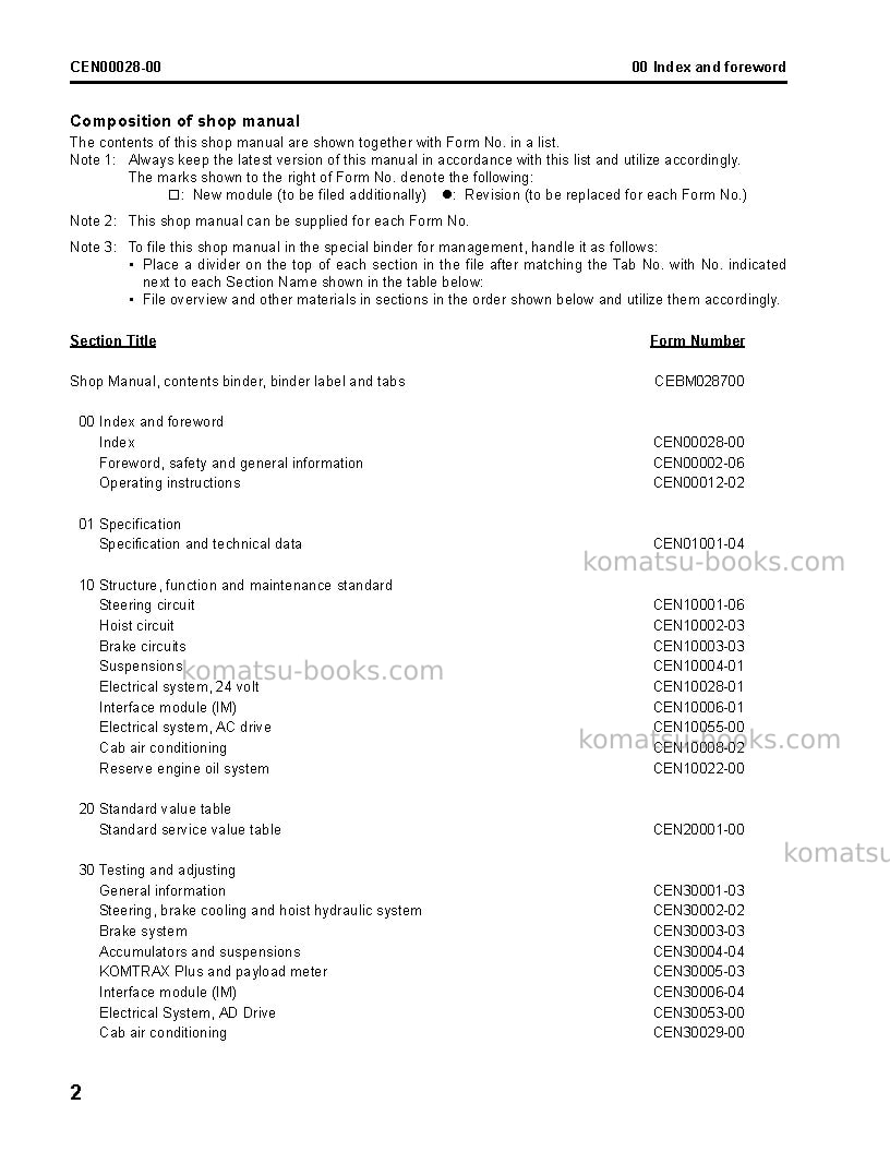Komatsu 960e-2usa Repair & maintenance cover Page 4