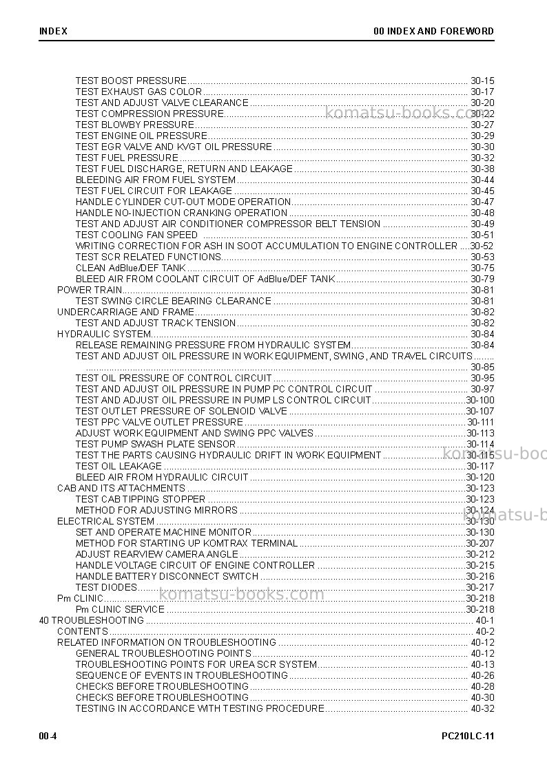 Komatsu pc210lc-11usa Repair & maintenance cover Page 4 Komatsu pc210lc-11usa Repair & maintenance cover Page 4