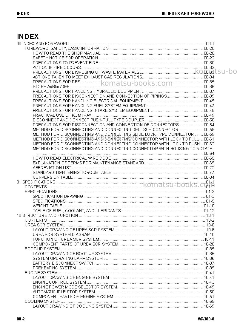 Komatsu wa380-8usa Repair & maintenance cover Page 4