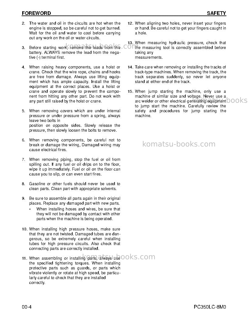 Komatsu pc350lc-8usa-m0 Repair & maintenance cover Page 4
