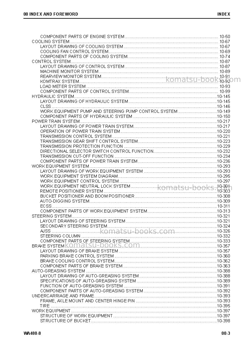 Komatsu wa480-8usa Repair & maintenance cover Page 4