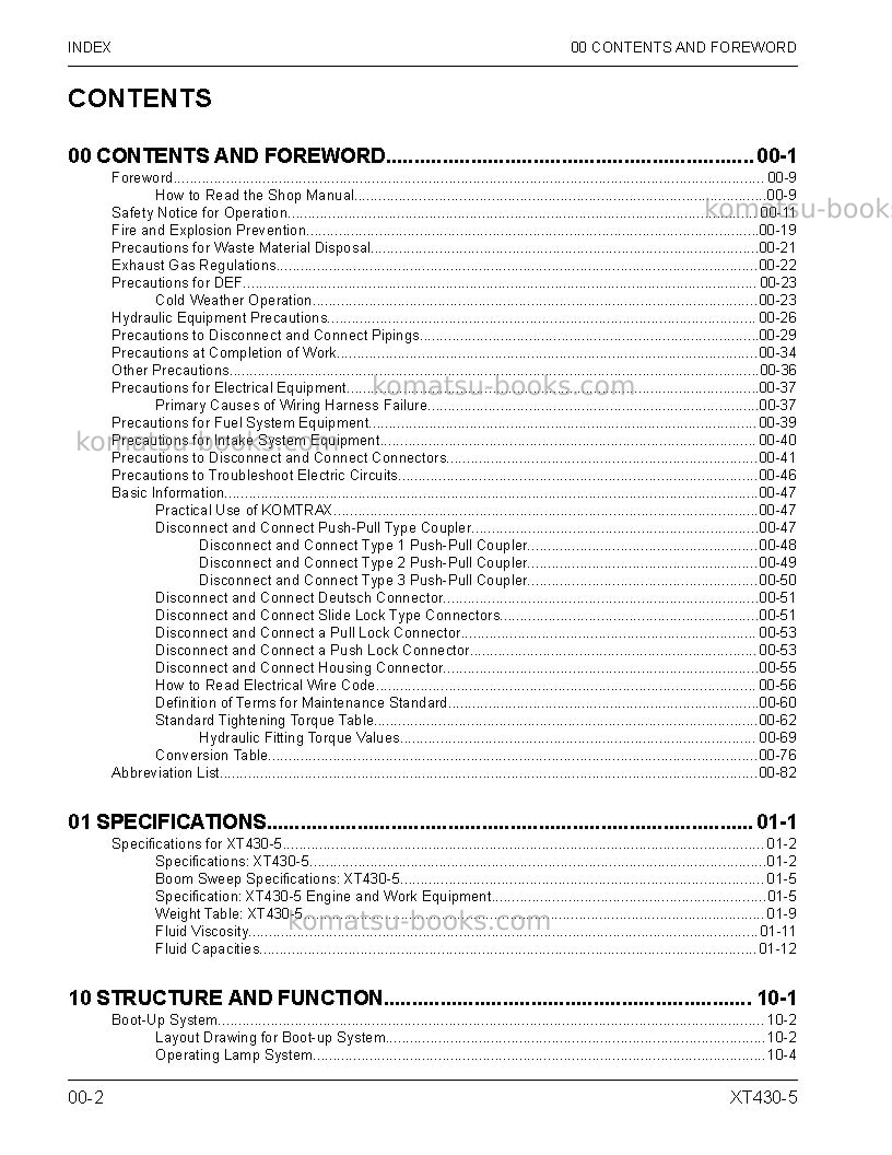 Komatsu xt430-5usa Repair & maintenance cover Page 4