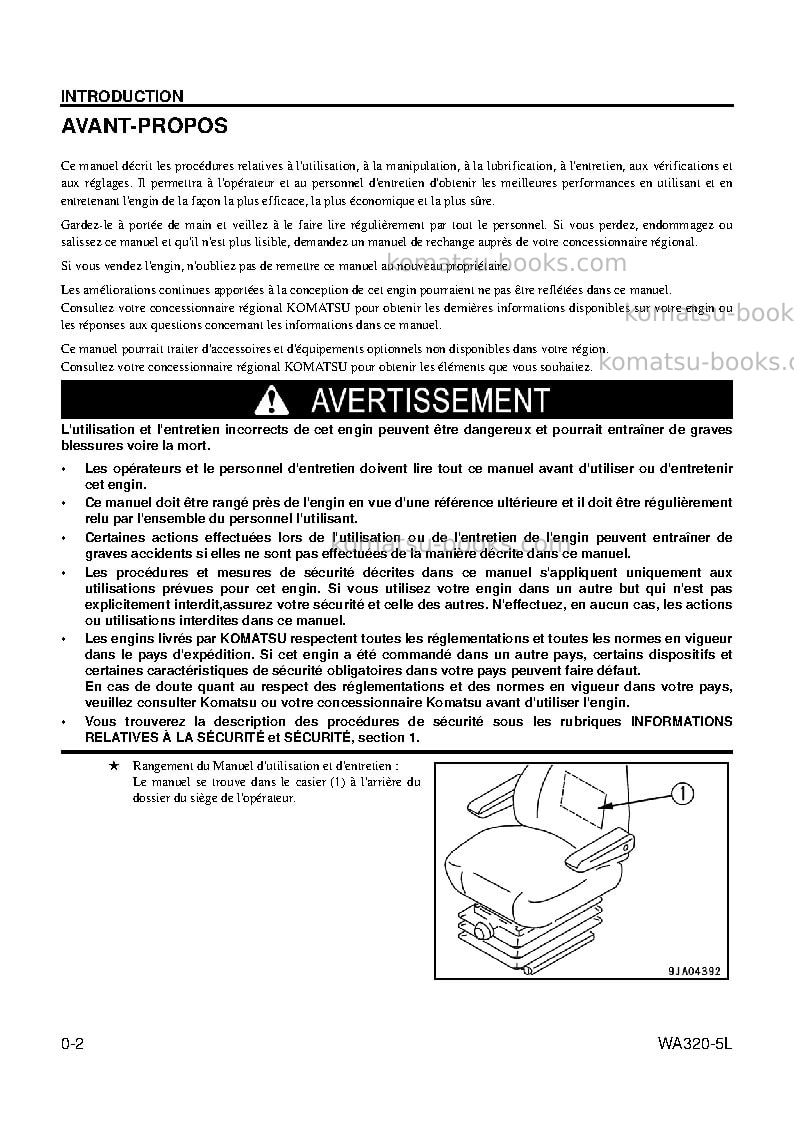 Komatsu wa320-5usa-l Manuel d'utilisation couverture Page 4 Komatsu wa320-5usa-l Manuel d'utilisation couverture Page 4