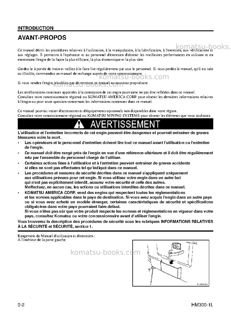 Komatsu hm300-1usa-l Manuel d'utilisation couverture Page 4 Komatsu hm300-1usa-l Manuel d'utilisation couverture Page 4