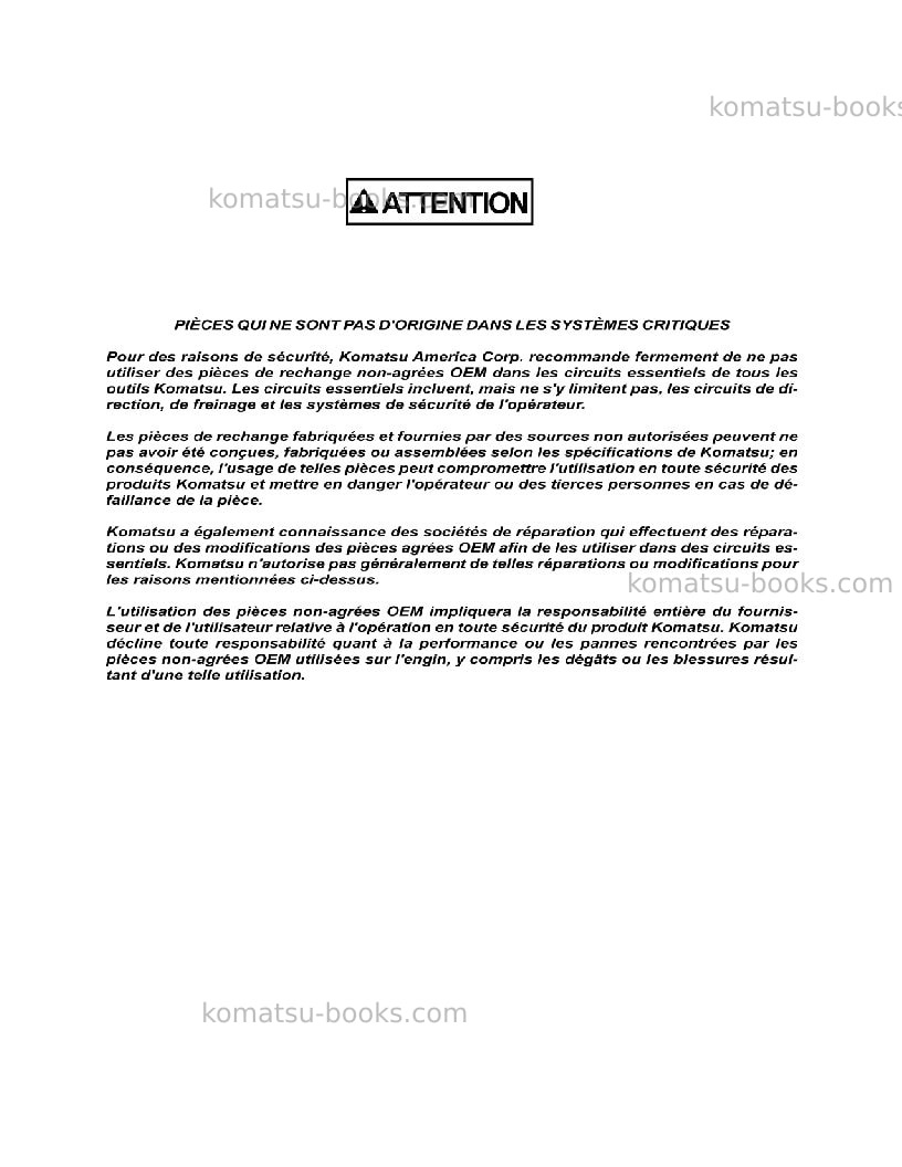 Komatsu 830e-1usa-ac Manuel d'utilisation couverture Page 4 Komatsu 830e-1usa-ac Manuel d'utilisation couverture Page 4