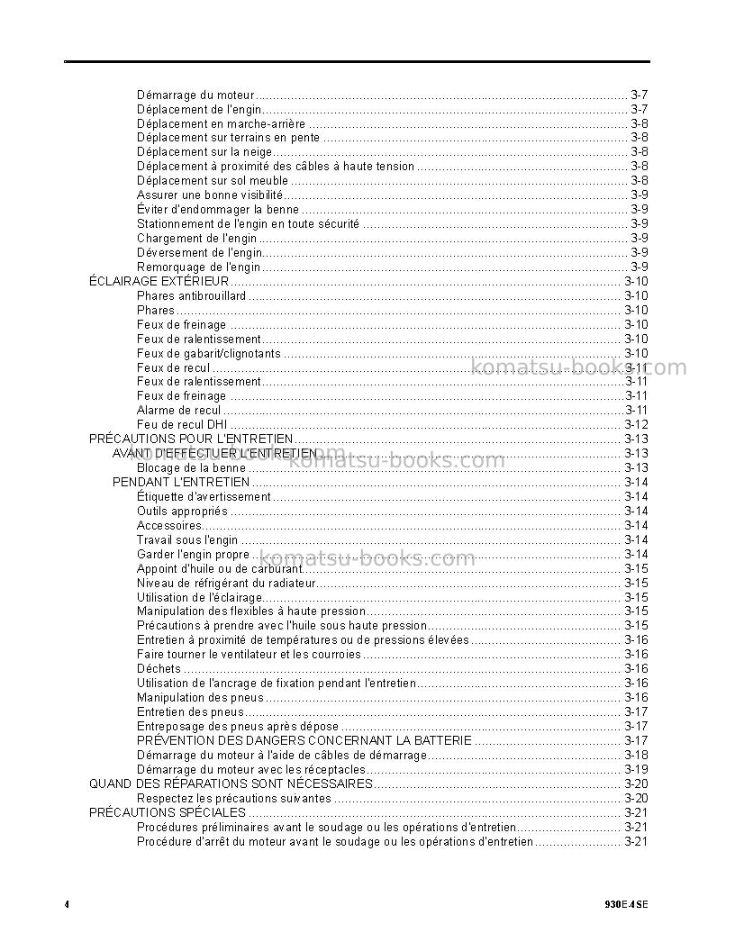Komatsu 930e-4usa-se Manuel d'utilisation couverture Page 4 Komatsu 930e-4usa-se Manuel d'utilisation couverture Page 4