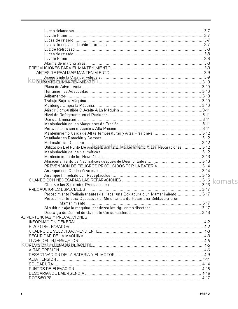 Komatsu 960e-2usa Manual de operación cover Page 4 Komatsu 960e-2usa Manual de operación cover Page 4