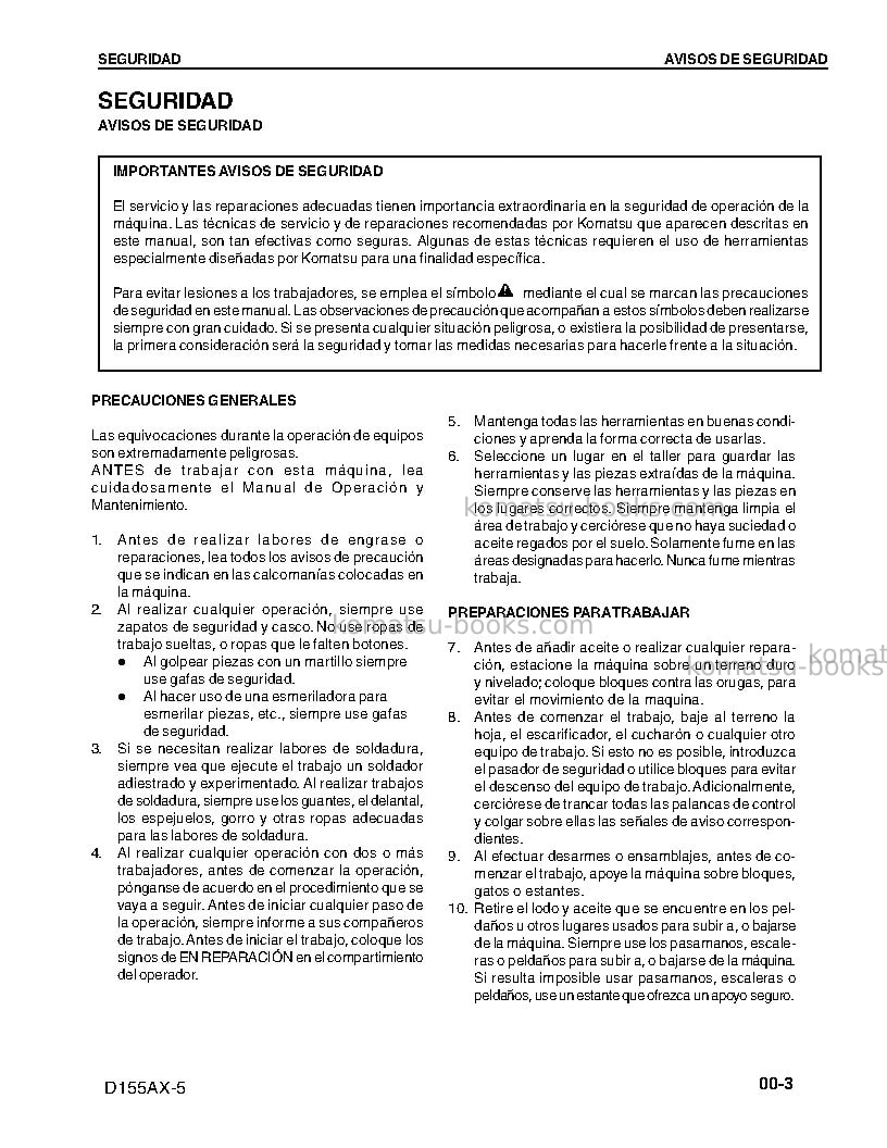 Komatsu d155ax-5jpn Reparación y mantenimiento cover Page 4