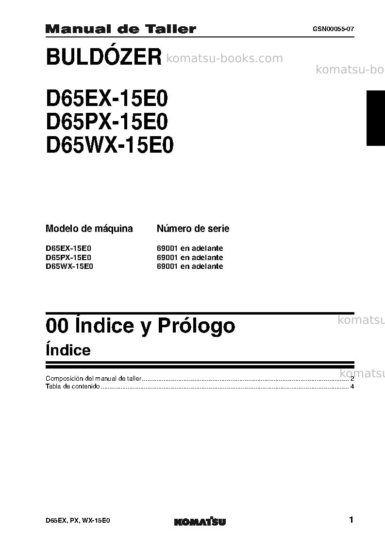 Komatsu d65px-15jpn-e0 Reparación y mantenimiento cover Page 4