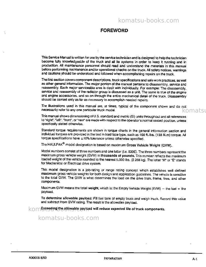 Komatsu 830eusa Repair & maintenance cover Page 4 Komatsu 830eusa Repair & maintenance cover Page 4