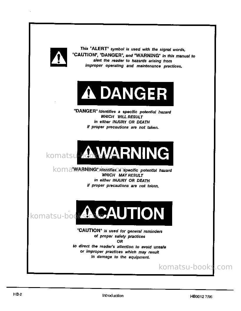 Komatsu 140musa Operation manual cover Page 4 Komatsu 140musa Operation manual cover Page 4