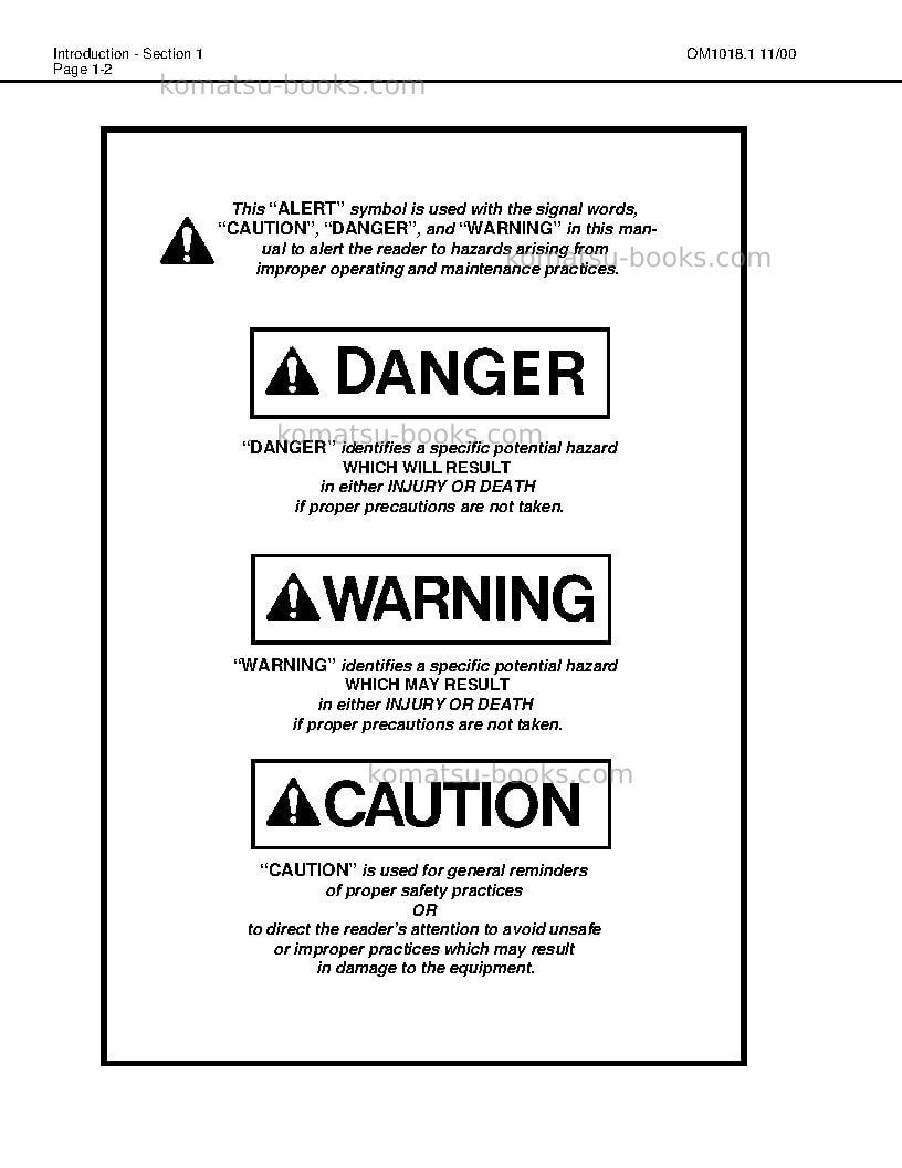 Komatsu 330musa-sa12v140z-1 eng Operation manual cover Page 4 Komatsu 330musa-sa12v140z-1 eng Operation manual cover Page 4