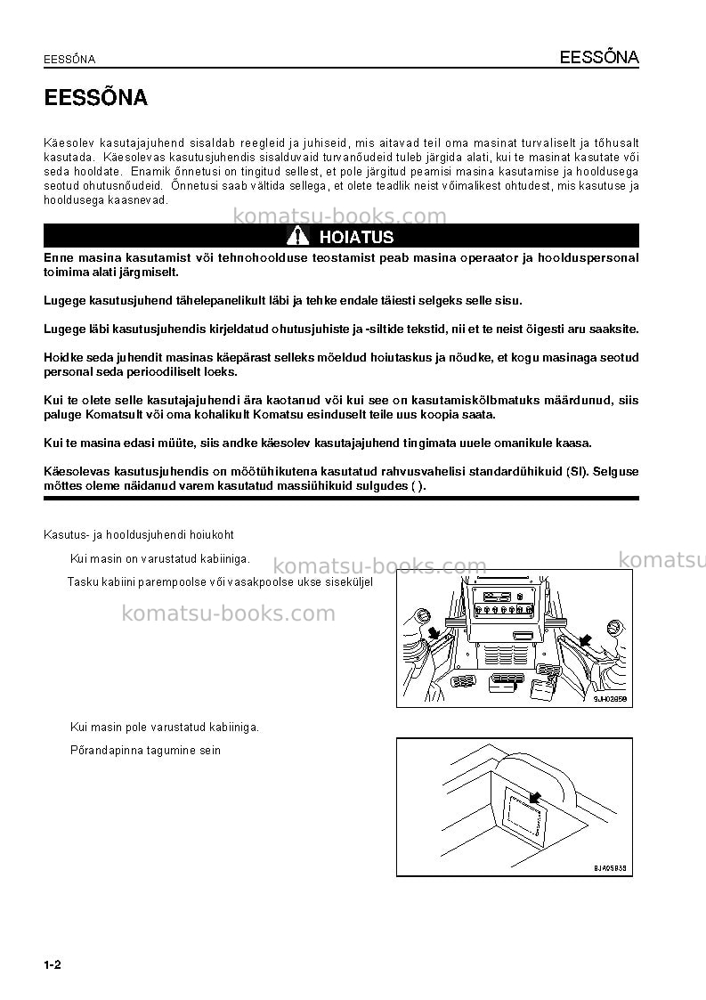 Komatsu d61ex-15bra-e0 Operation manual cover Page 4