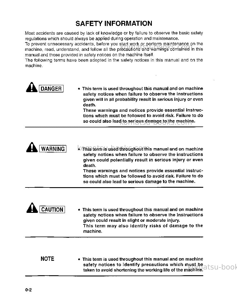 Komatsu pc95-1ita Operation manual cover Page 4