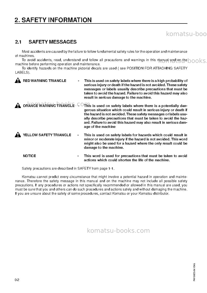 Komatsu pw130es-6gbr-k Operation manual cover Page 4
