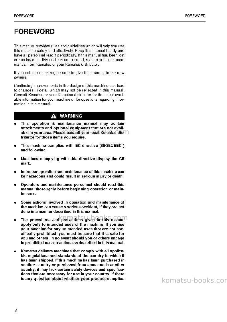 Komatsu pc750se-6gbr-k Operation manual cover Page 4
