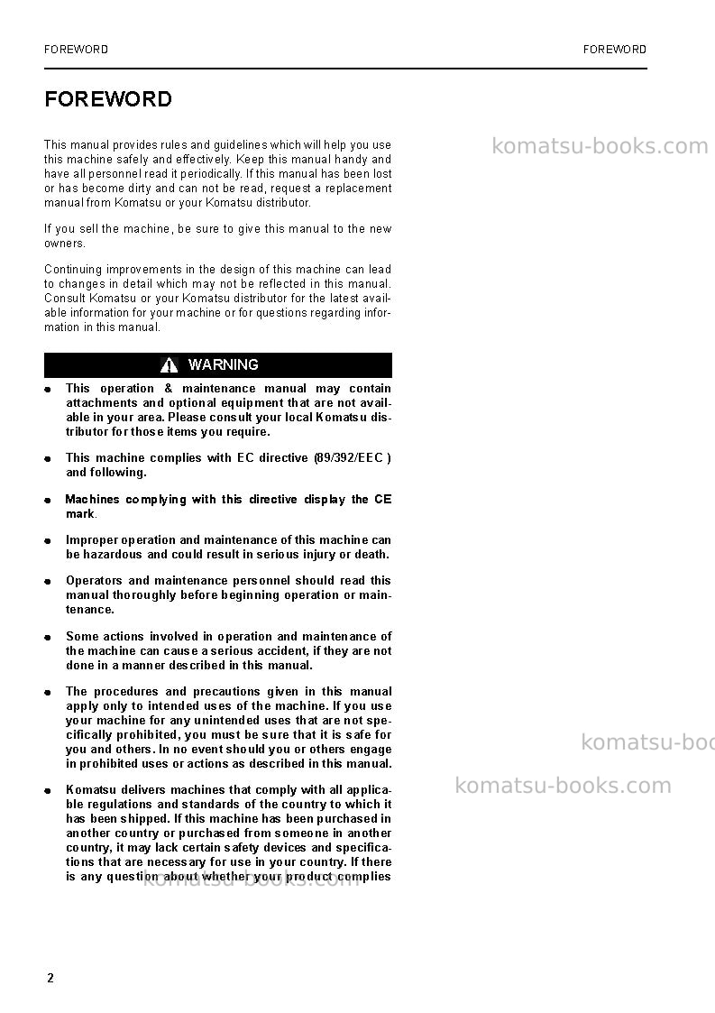 Komatsu pc750lc-6gbr-1 Operation manual cover Page 4 Komatsu pc750lc-6gbr-1 Operation manual cover Page 4