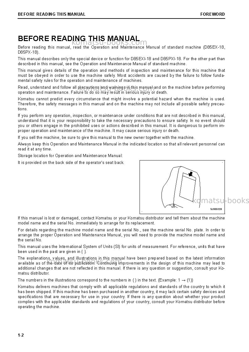 Komatsu d85exi-18jpn Operation manual cover Page 4 Komatsu d85exi-18jpn Operation manual cover Page 4