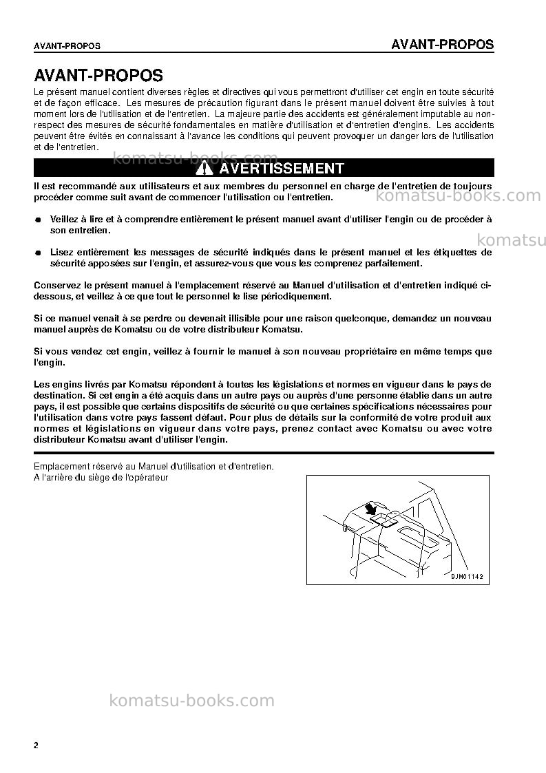 Komatsu hd405-6jpn Manuel d'utilisation couverture Page 4 Komatsu hd405-6jpn Manuel d'utilisation couverture Page 4