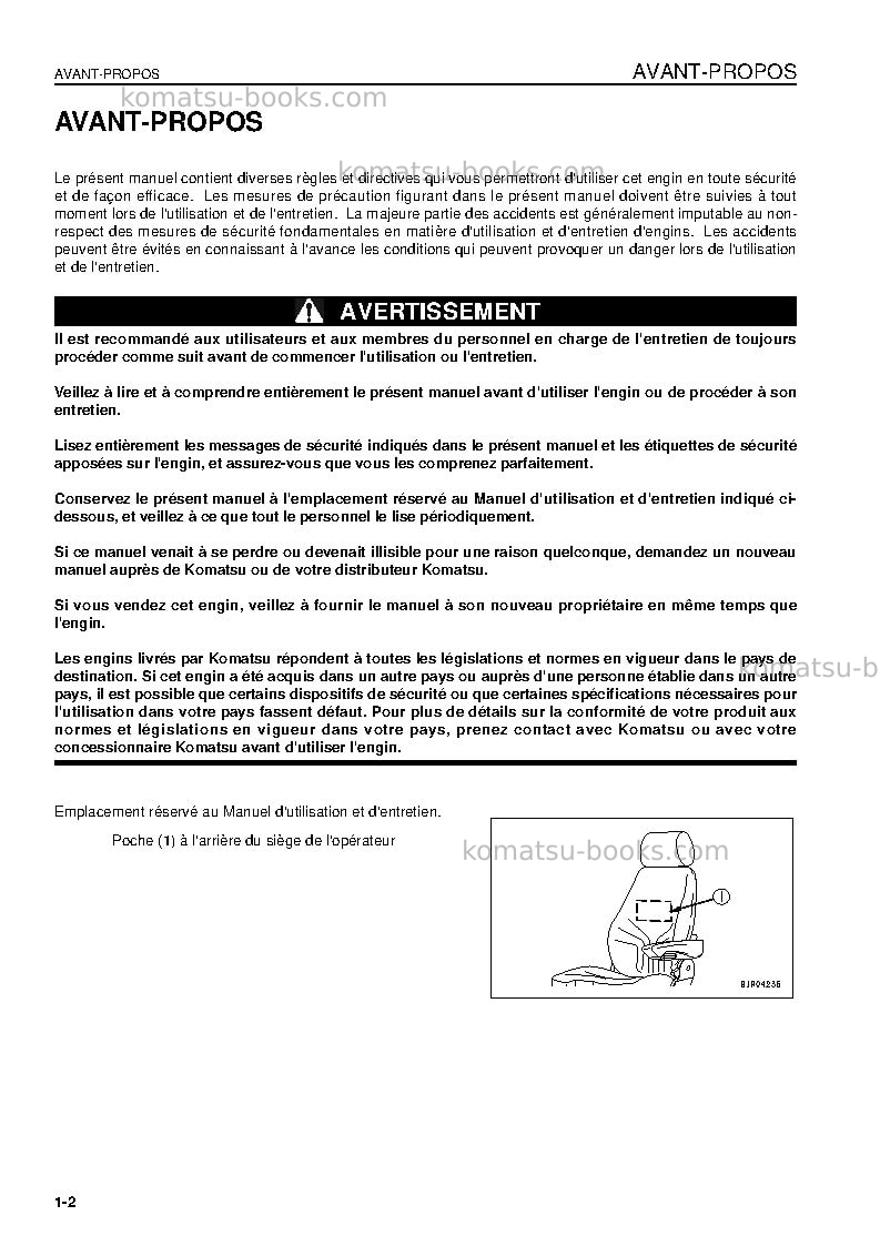 Komatsu wa600-6jpn Manuel d'utilisation couverture Page 4 Komatsu wa600-6jpn Manuel d'utilisation couverture Page 4