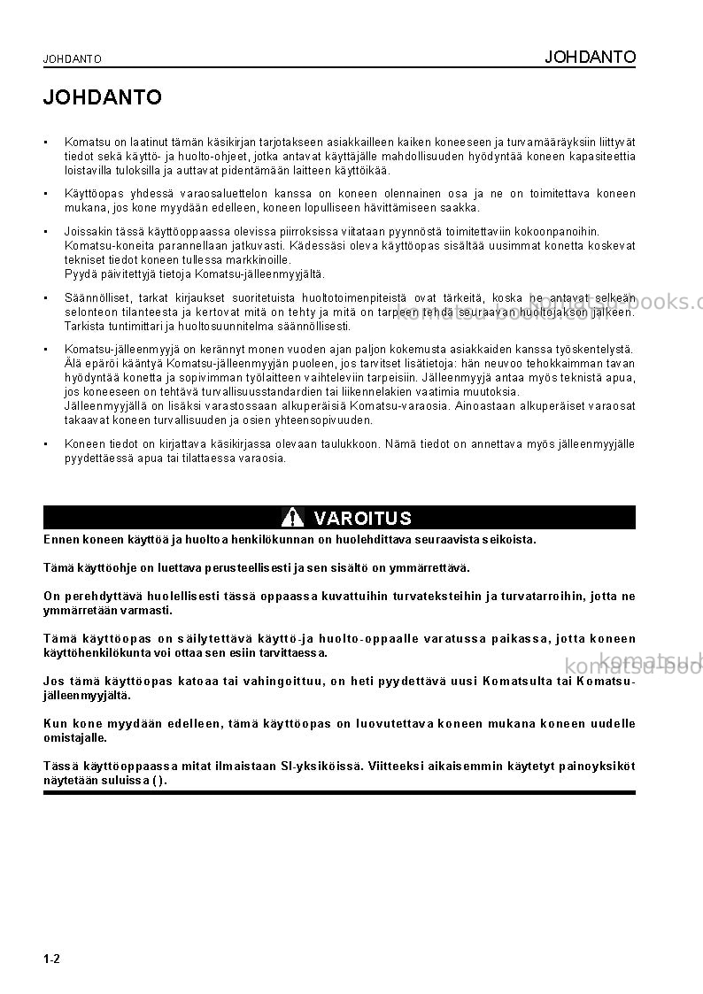 Komatsu pc09-1ita Operation manual cover Page 4 Komatsu pc09-1ita Operation manual cover Page 4